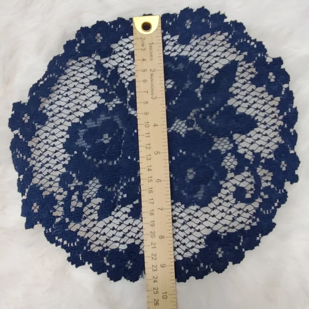 Elegant Blue Round Lace Doily